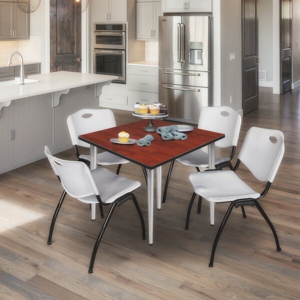 Regency Kahlo Square Table & Chair Sets, 42 W, 42 L, 29 H, Wood, Metal, Plastic Top, Cherry - TPL4242CHCM47GY