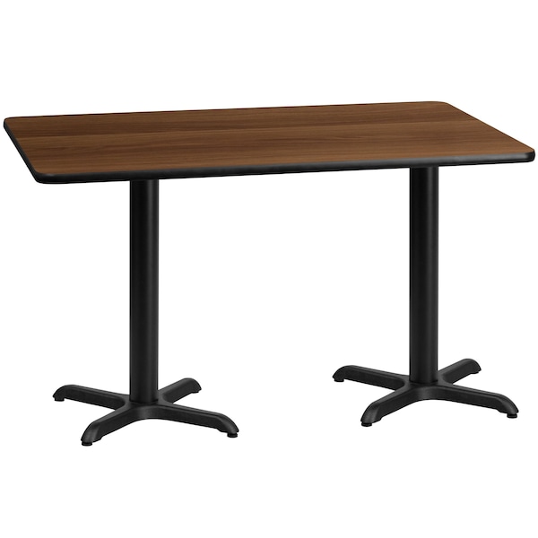 Flash Furniture Rectangle Walnut Table, Rectangle w/X-Base, 30"x60", 30" W, 60" L, 31.125" H, Laminate Top - XU-WALTB-3060-T2222-GG