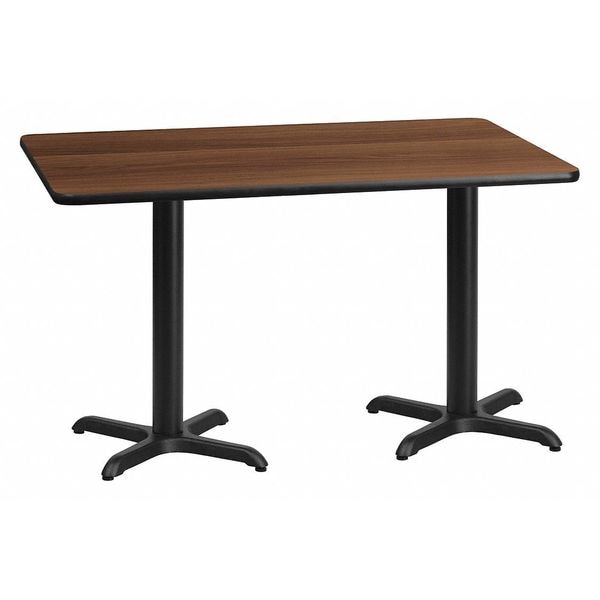 Flash Furniture Rectangle Walnut Table, Rectangle w/X-Base, 30"x60", 30" W, 60" L, 31.125" H, Laminate Top - XU-WALTB-3060-T2222-GG