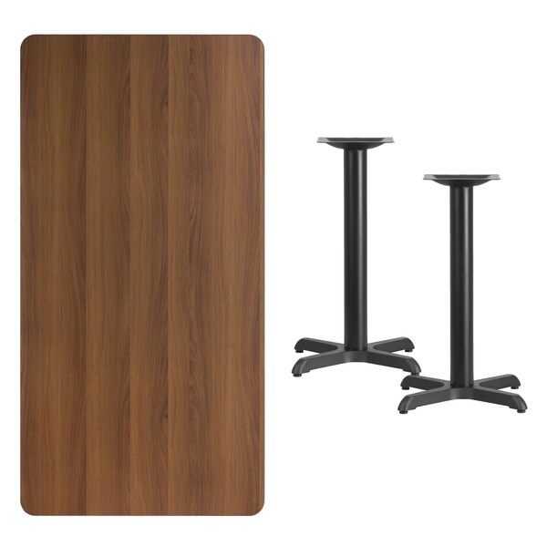 Flash Furniture Rectangle Walnut Table, Rectangle w/X-Base, 30"x60", 30" W, 60" L, 31.125" H, Laminate Top - XU-WALTB-3060-T2222-GG