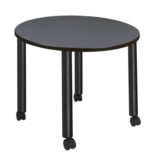 Regency Kee Mobile Tables, 36 W, 36 L, 29 H, Wood, Metal Top, Grey - TBMC36RNDGYBK