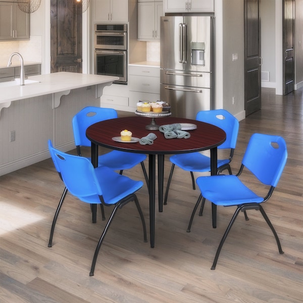 Regency Kahlo Round Table & Chair Sets, 48 W, 48 L, 29 H, Wood, Metal, Plastic Top, Mahogany - TPL48RNDMHBK47BE