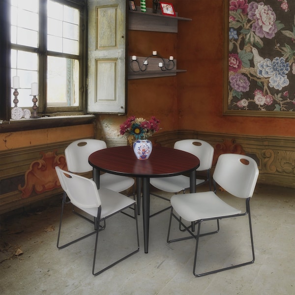 Regency Kahlo Round Table & Chair Sets, 36 W, 36 L, 29 H, Wood, Metal, Polypropylene Top, Mahogany - TPL36RNDMHBK44GY