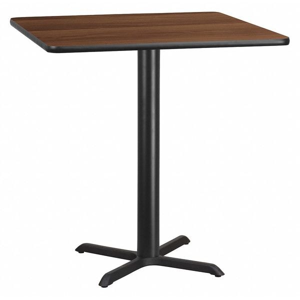 Flash Furniture Square Walnut Lam Table, Square w/X-Base, 42", 42" W, 42" L, 43.125" H, Laminate Top, Wood Grain - XU-WALTB-4242-T3333B-GG