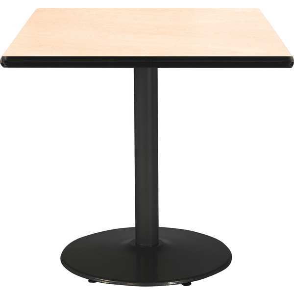 Kfi Square KFI 30" Square Breakroom Table with Natural Top, Round Black Base, 30 W, 30 L, 29 H, Natural - T30SQ-B1917-BK-NA
