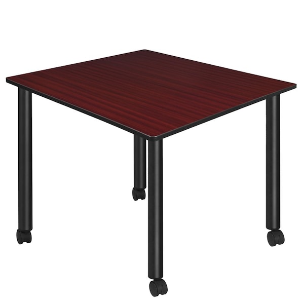 Regency Kee Mobile Tables, 48 W, 48 L, 29 H, Wood, Metal Top, Mahogany - TBMC4848MHBK