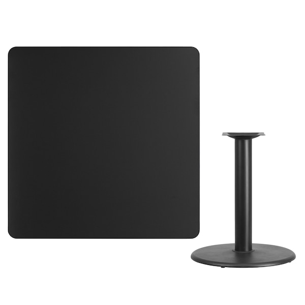 Flash Furniture Square Laminate Table, 42" W, 42" L, 31.125" H, Laminate Top, Wood Grain - XU-BLKTB-4242-TR24-GG