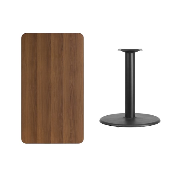 Flash Furniture Rectangle Walnut Table, Rctngl w/Round Base, 24"x42", 24" W, 42" L, 31.125" H, Laminate Top - XU-WALTB-2442-TR24-GG