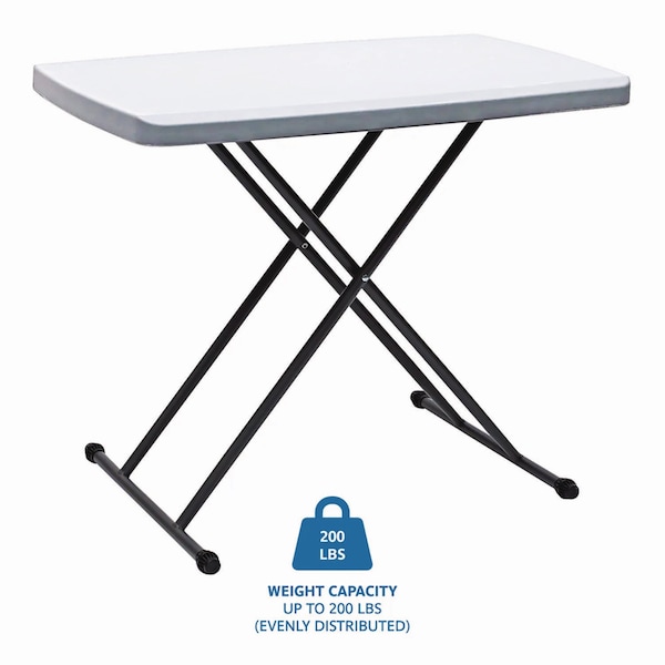 Iceberg Rectangle Folding Table, 30" W, 20" L, 25" to 28" H, Platinum/Gray Top - 65490