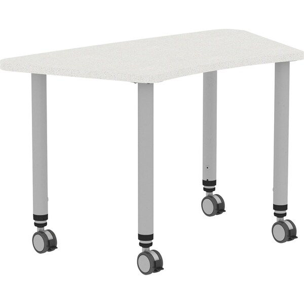 Lorell Trapezoid Lorell Height-adjustable Trapezoid Table, 23.62 W, 48 L, 33.62 H, Laminate Top, Grey - 69583