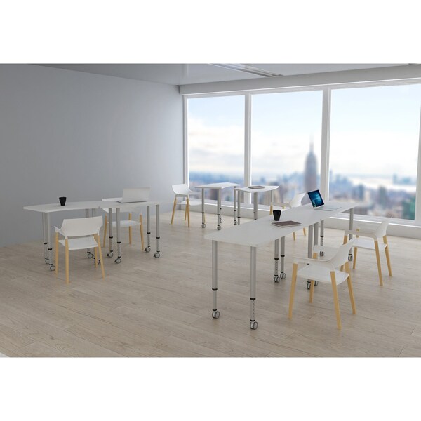 Lorell Trapezoid Lorell Height-adjustable Trapezoid Table, 23.62 W, 48 L, 33.62 H, Laminate Top, Grey - 69583