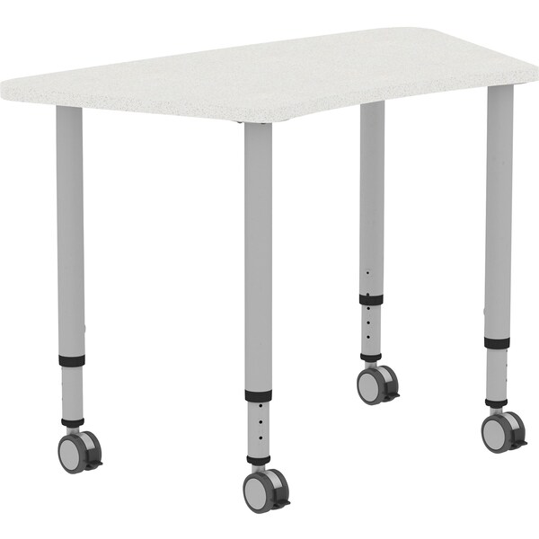 Lorell Trapezoid Lorell Height-adjustable Trapezoid Table, 23.62 W, 48 L, 33.62 H, Laminate Top, Grey - 69583