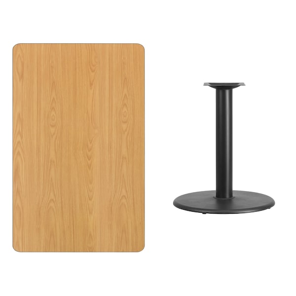 Flash Furniture Rectangle Ntural Lam Table, Rect w/Rnd Base, 30"x48", 30" W, 48" L, 31.125" H, Laminate Top - XU-NATTB-3048-TR24-GG