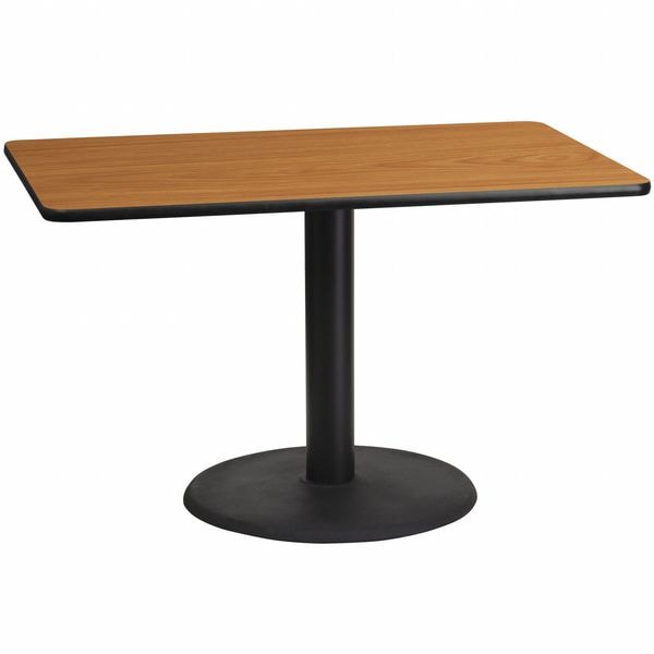 Flash Furniture Rectangle Ntural Lam Table, Rect w/Rnd Base, 30"x48", 30" W, 48" L, 31.125" H, Laminate Top - XU-NATTB-3048-TR24-GG