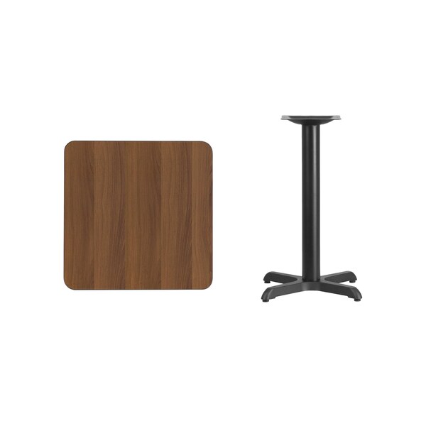 Flash Furniture Square Laminate Table, 24" W, 24" L, 31.125" H, Laminate Top, Wood Grain - XU-WALTB-2424-T2222-GG