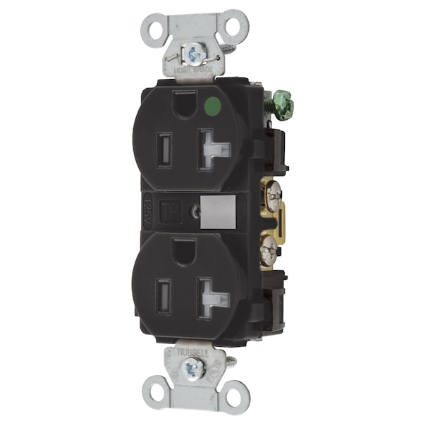 Hubbell Wiring Device-Kellems Straight Blade Devices, Tamper Resistant, Duplex Receptacle, Hubbell-Pro, Hospital Grade, 20A 125V, 2- Pole 3-Wire Grounding, 5-20R, Black - 8300BKTRA
