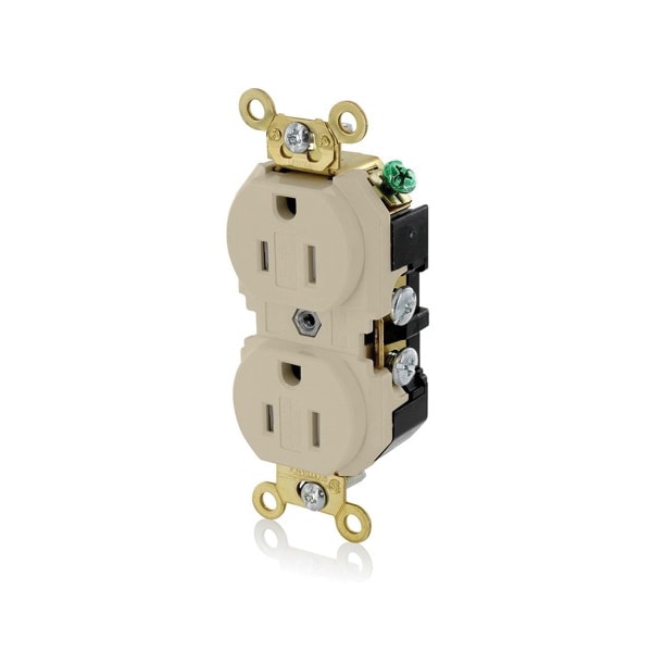 Leviton ELECTRICAL RECEPTACLES 5-15R IND GRD RECEP BRASS STRAP IVORY - 5262-SGI