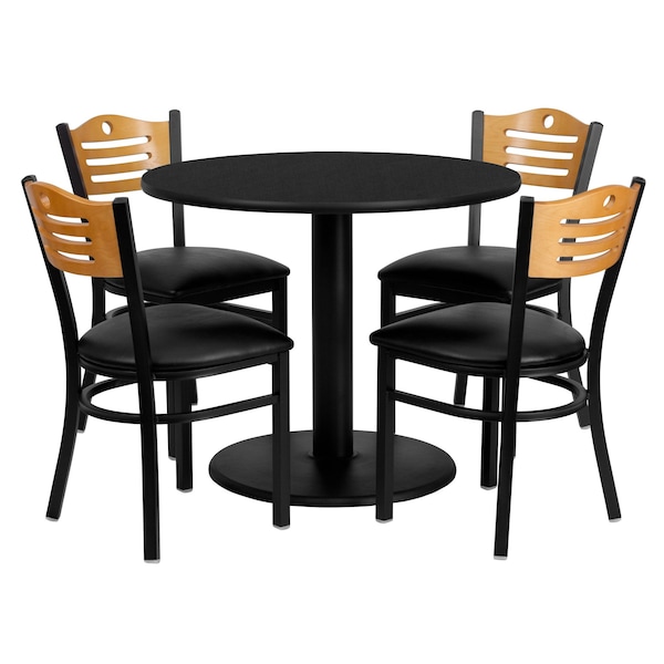 Flash Furniture Round Laminate Table, 36" W, 36" L, 30" H, Laminate Top, Wood Grain - MD-0009-GG