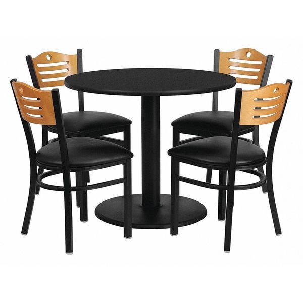 Flash Furniture Round Laminate Table, 36" W, 36" L, 30" H, Laminate Top, Wood Grain - MD-0009-GG