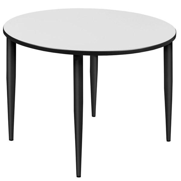 Regency Kahlo Square & Round Tables, 48 W, 48 L, 29 H, Wood, Metal Top, White - TPL48RNDWHBK