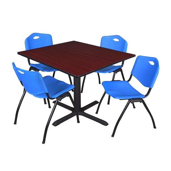 Cain Square Tables > Breakroom Tables > Cain Square Table & Chair Sets, Wood|Metal|Plastic Top, Mahogany - TB4848MH47BE
