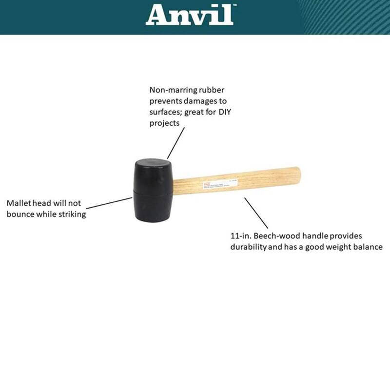 Anvil 16 oz. Black Rubber Head Mallet - 99974