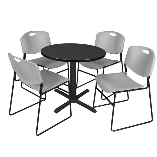 Regency Cain Round Table & Chair Sets, 30 W, 30 L, 29 H, Wood, Metal, Polypropylene Top, Ash Grey - TB30RNDAG44GY