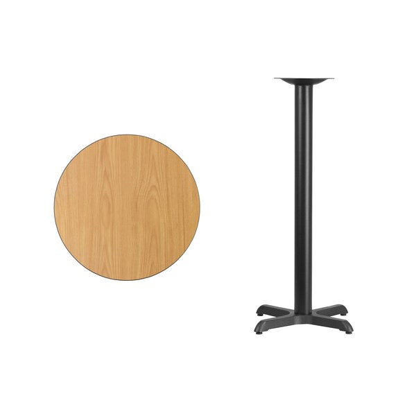 Flash Furniture Round Natural Laminate Table, 24" W, 24" L, 43.125" H, Natural - XU-RD-24-NATTB-T2222B-GG