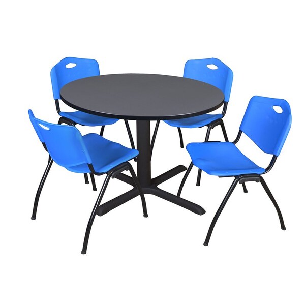 Cain Round Tables > Breakroom Tables > Cain Round Table & Chair Sets, Wood|Metal|Plastic Top, Grey - TB48RNDGY47BE