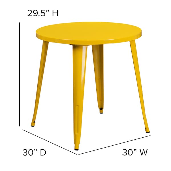Flash Furniture Round 30" W, 30" L, 29.5" H, Metal Top, Yellow - CH-51090-29-YL-GG