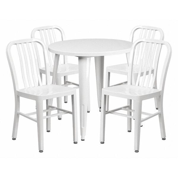 Flash Furniture Round 30" W, 30" L, 29.5" H, Metal Top, White - CH-51090TH-4-18VRT-WH-GG