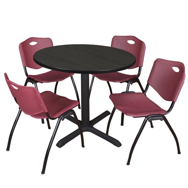 Regency Cain Round Table & Chair Sets, 42 W, 42 L, 29 H, Wood, Metal, Plastic Top, Ash Grey - TB42RNDAG47BY