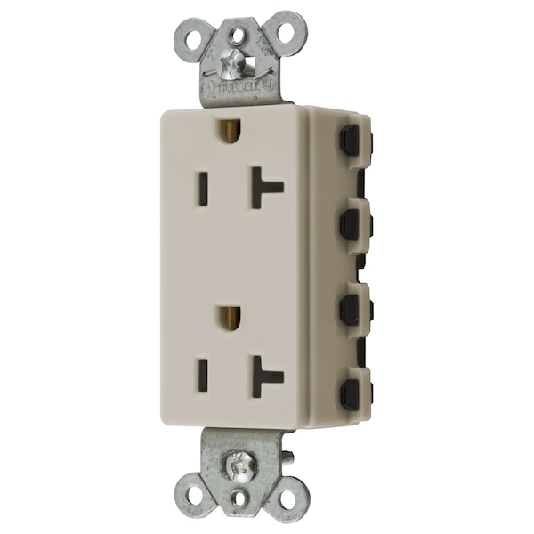 Hubbell Wiring Device-Kellems Straight Blade Devices, Receptacles, Style Line Decorator Duplex, SNAPConnect, 20A 125V, 2-Pole 3-Wire Grounding, 5-20R, Nylon, Light Almond, USA - SNAP2162LANA