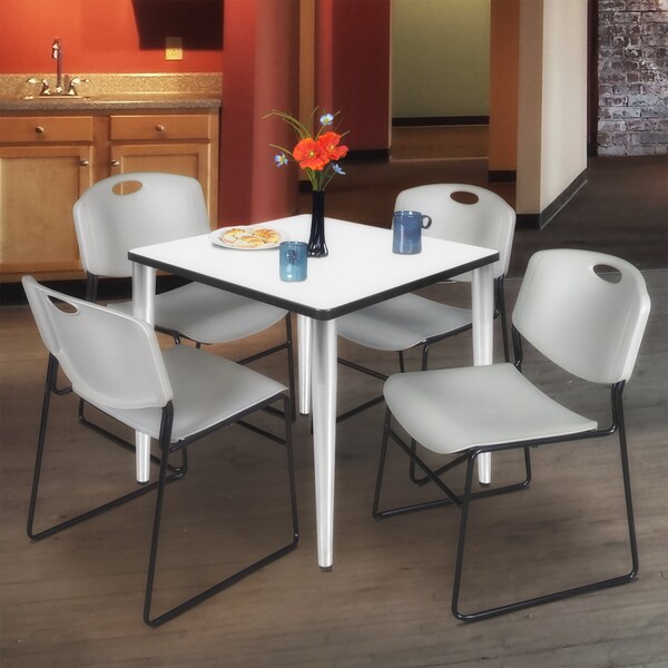 Regency Kahlo Square Table & Chair Sets, 30 W, 30 L, 29 H, Wood, Metal, Polypropylene Top, White - TPL3030WHCM44GY