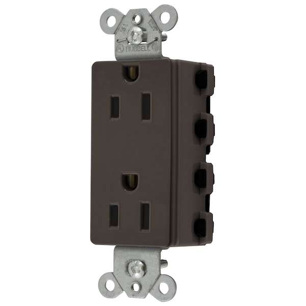 Hubbell Wiring Device-Kellems Straight Blade Devices, Receptacles, Style Line Decorator Duplex, SNAPConnect, 15A 125V, 2-Pole 3-Wire Grounding, Nylon, 5- 15R, Brown, USA. - SNAP2152NA