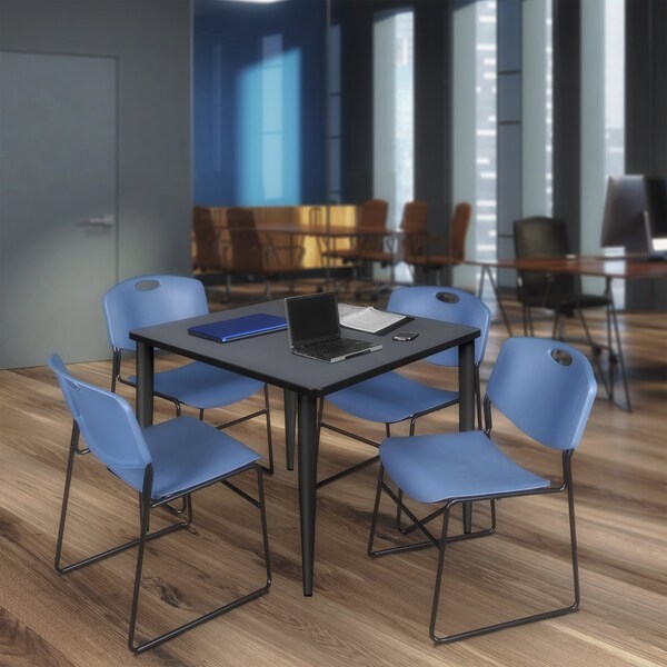 Regency Kahlo Square Table & Chair Sets, 48 W, 48 L, 29 H, Wood, Metal, Polypropylene Top, Grey - TPL4848GYBK44BE