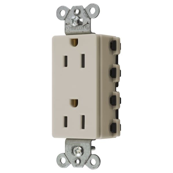 Hubbell Wiring Device-Kellems Straight Blade Devices, Receptacles, Style Line Decorator Duplex, SNAPConnect, 15A 125V, 2-Pole 3-Wire Grounding, 5- 15R, Nylon, Light Almond. - SNAP2152LAA