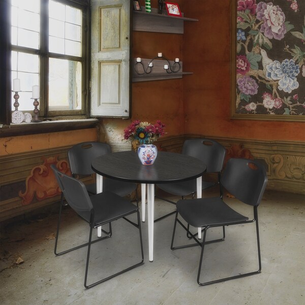 Regency Kahlo Round Table & Chair Sets, 42 W, 42 L, 29 H, Wood, Metal, Polypropylene Top, Ash Grey - TPL42RNDAGCM44BK