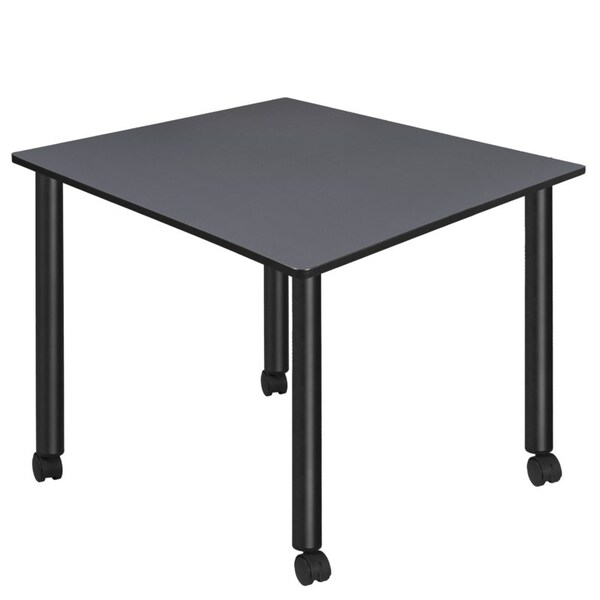 Regency Kee Mobile Tables, 48 W, 48 L, 29 H, Wood, Metal Top, Grey - TBMC4848GYBK