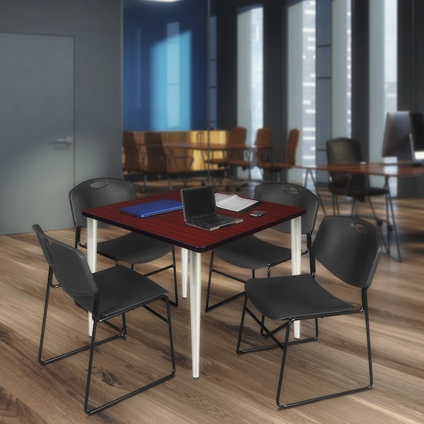 Regency Kahlo Square Table & Chair Sets, 48 W, 48 L, 29 H, Wood, Metal, Polypropylene Top, Mahogany - TPL4848MHCM44BK
