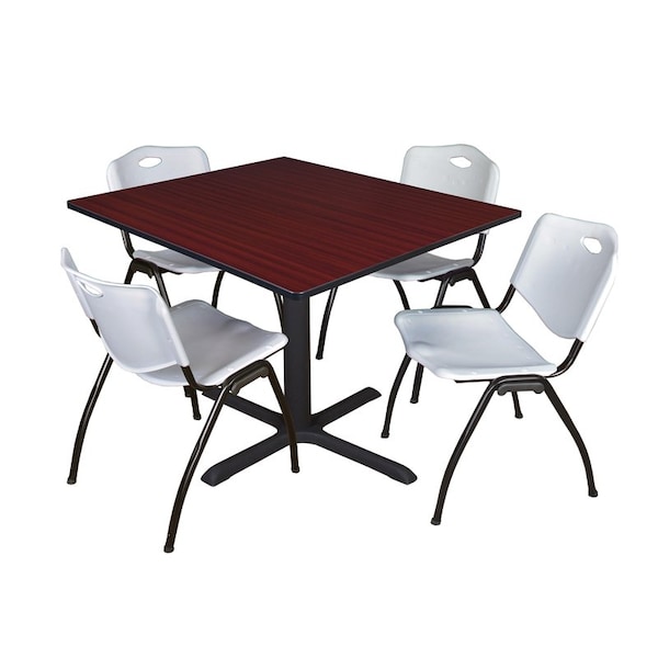 Cain Square Tables > Breakroom Tables > Cain Square Table & Chair Sets, Wood|Metal|Plastic Top, Mahogany - TB4848MH47GY
