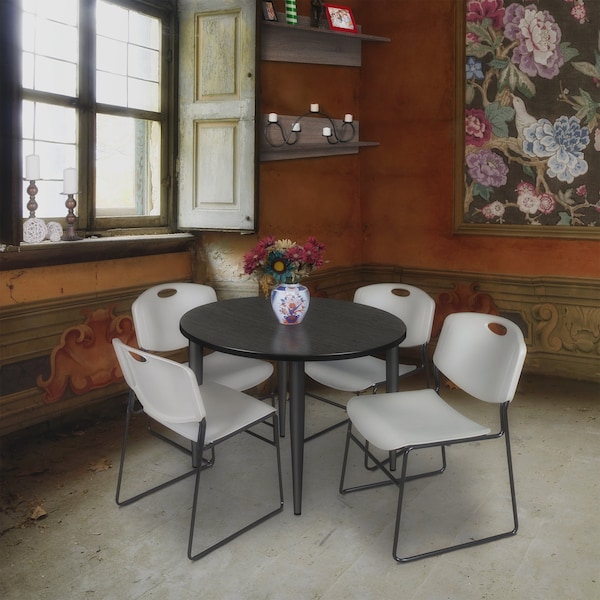 Regency Kahlo Round Table & Chair Sets, 36 W, 36 L, 29 H, Wood, Metal, Polypropylene Top, Ash Grey - TPL36RNDAGBK44GY