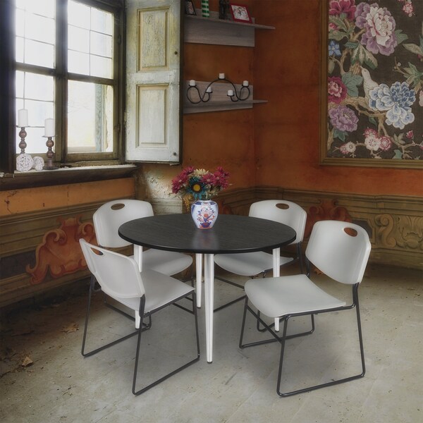 Regency Kahlo Round Table & Chair Sets, 48 W, 48 L, 29 H, Wood, Metal, Polypropylene Top, Ash Grey - TPL48RNDAGCM44GY