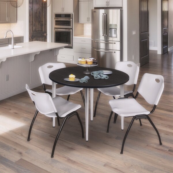 Regency Kahlo Round Table & Chair Sets, 48 W, 48 L, 29 H, Wood, Metal, Plastic Top, Ash Grey - TPL48RNDAGCM47GY
