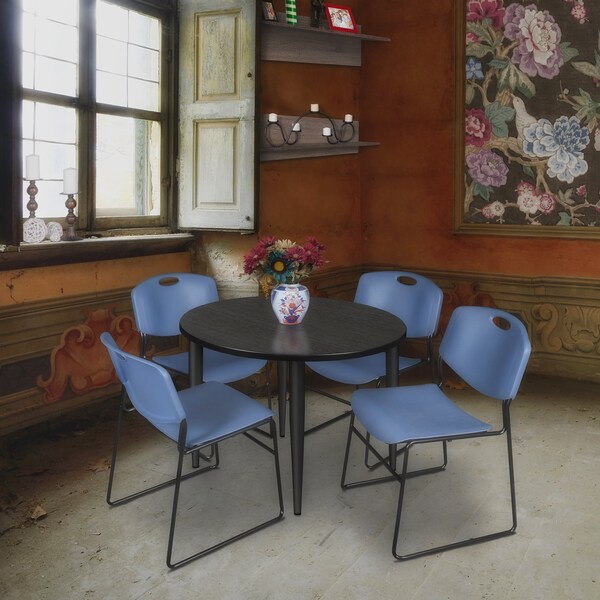 Regency Kahlo Round Table & Chair Sets, 36 W, 36 L, 29 H, Wood, Metal, Polypropylene Top, Ash Grey - TPL36RNDAGBK44BE