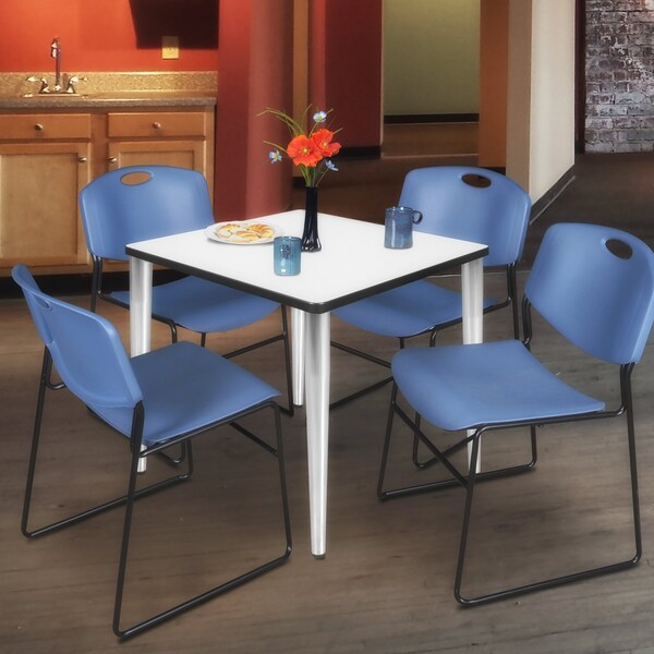 Regency Kahlo Square Table & Chair Sets, 30 W, 30 L, 29 H, Wood, Metal, Polypropylene Top, White - TPL3030WHCM44BE