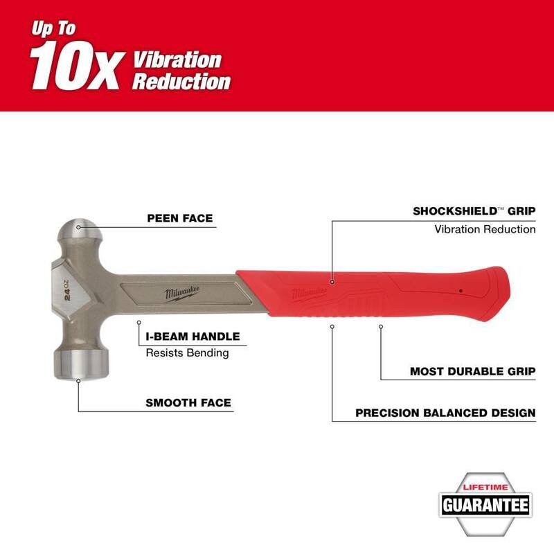 Milwaukee 48 oz. Dead Blow Hammer with 32 oz. Dead Blow Ball Peen Hammer and 24 oz. Steel Ball Peen Hammer (3-Piece) - 48-22-9131-48-22-9141-48-22-9151