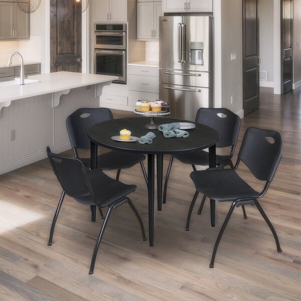 Regency Kahlo Round Table & Chair Sets, 42 W, 42 L, 29 H, Wood, Metal, Plastic Top, Ash Grey - TPL42RNDAGBK47BK