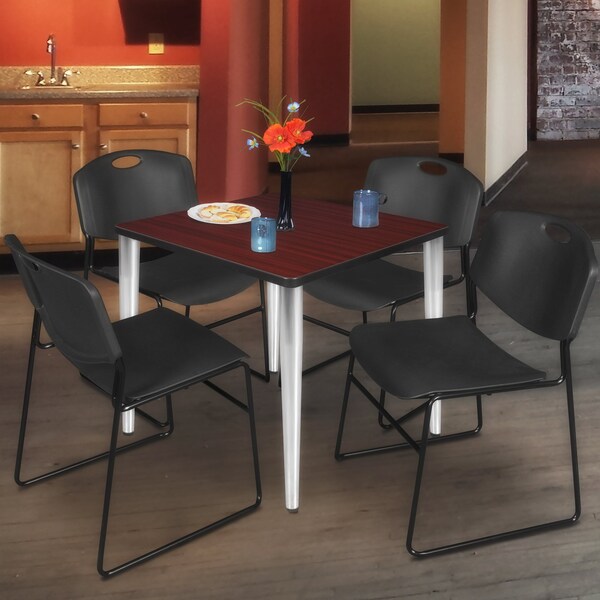 Regency Kahlo Square Table & Chair Sets, 36 W, 36 L, 29 H, Wood, Metal, Polypropylene Top, Mahogany - TPL3636MHCM44BK
