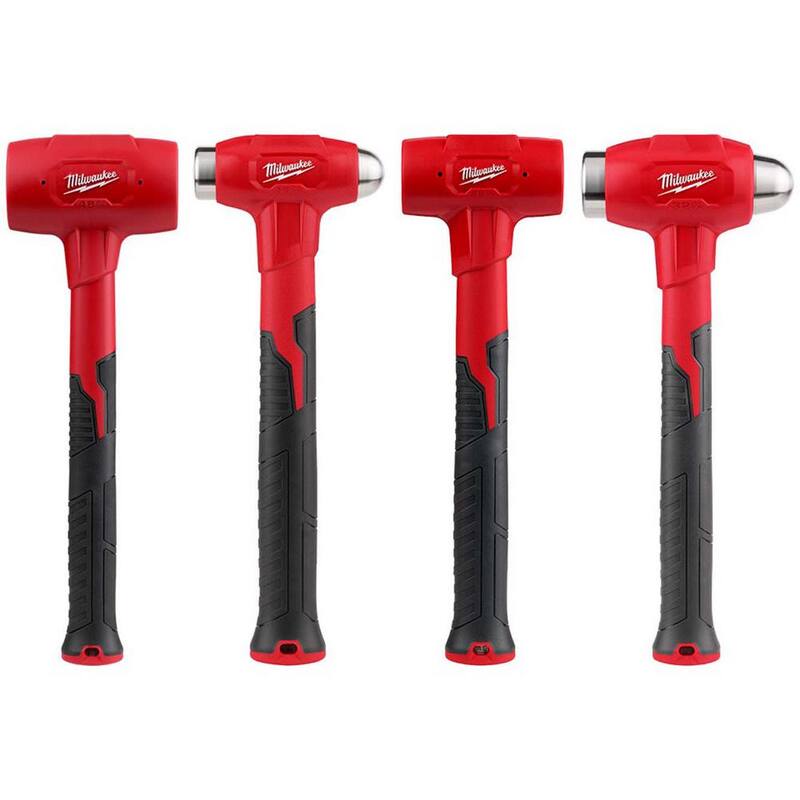 Milwaukee 48 oz., 16 oz., 28 oz., and 32 oz., Dead Blow Hammer Kit (4-Piece) - 48-22-9151-48-22-9140-48229150-48229141